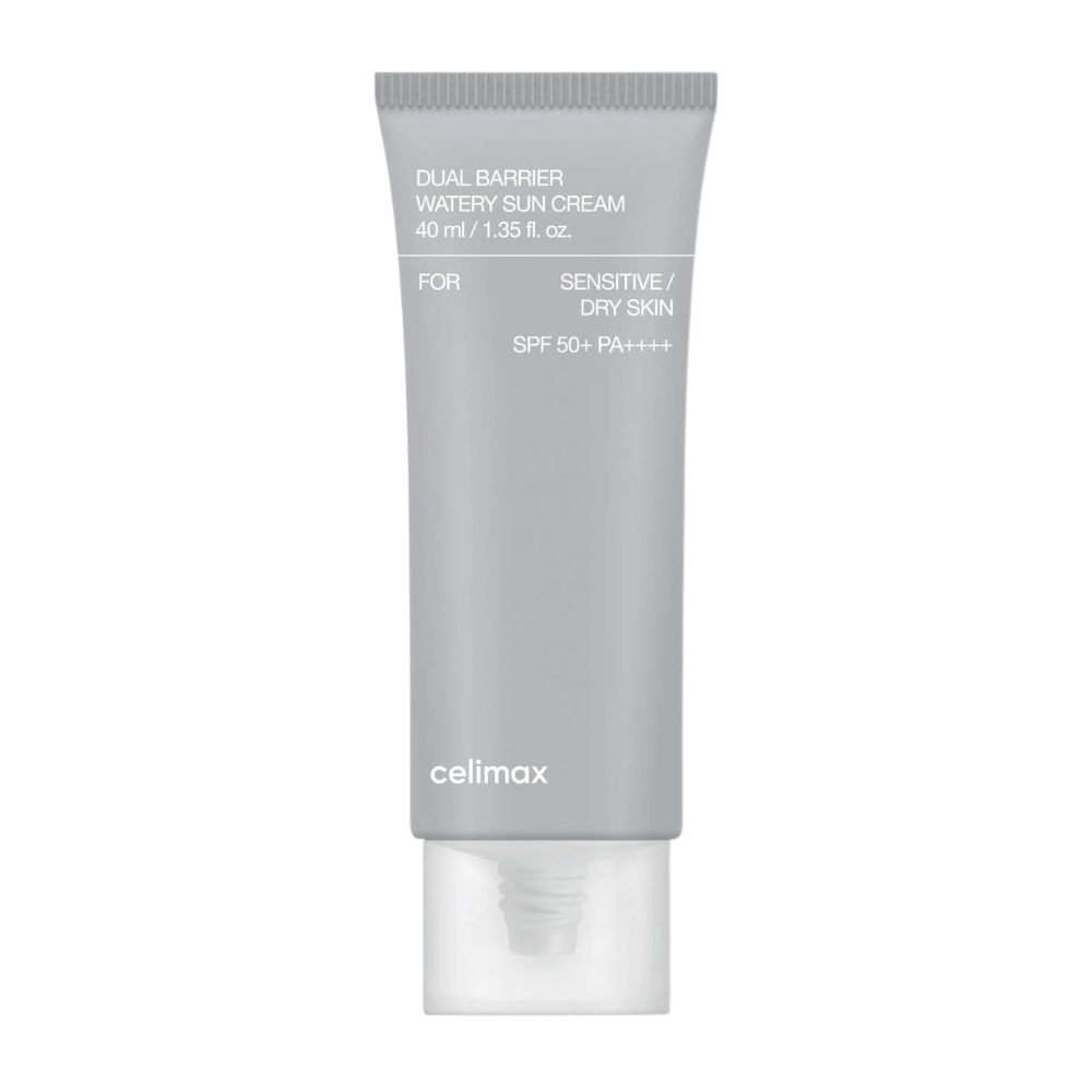 Celimax Dual Barrier Watery Sun Cream SPF50+ PA++++ 40 ml – hydraterende mineraalgebaseerde zonbescherming voor droge en gevoelige huid met ceramiden en Aquatide.