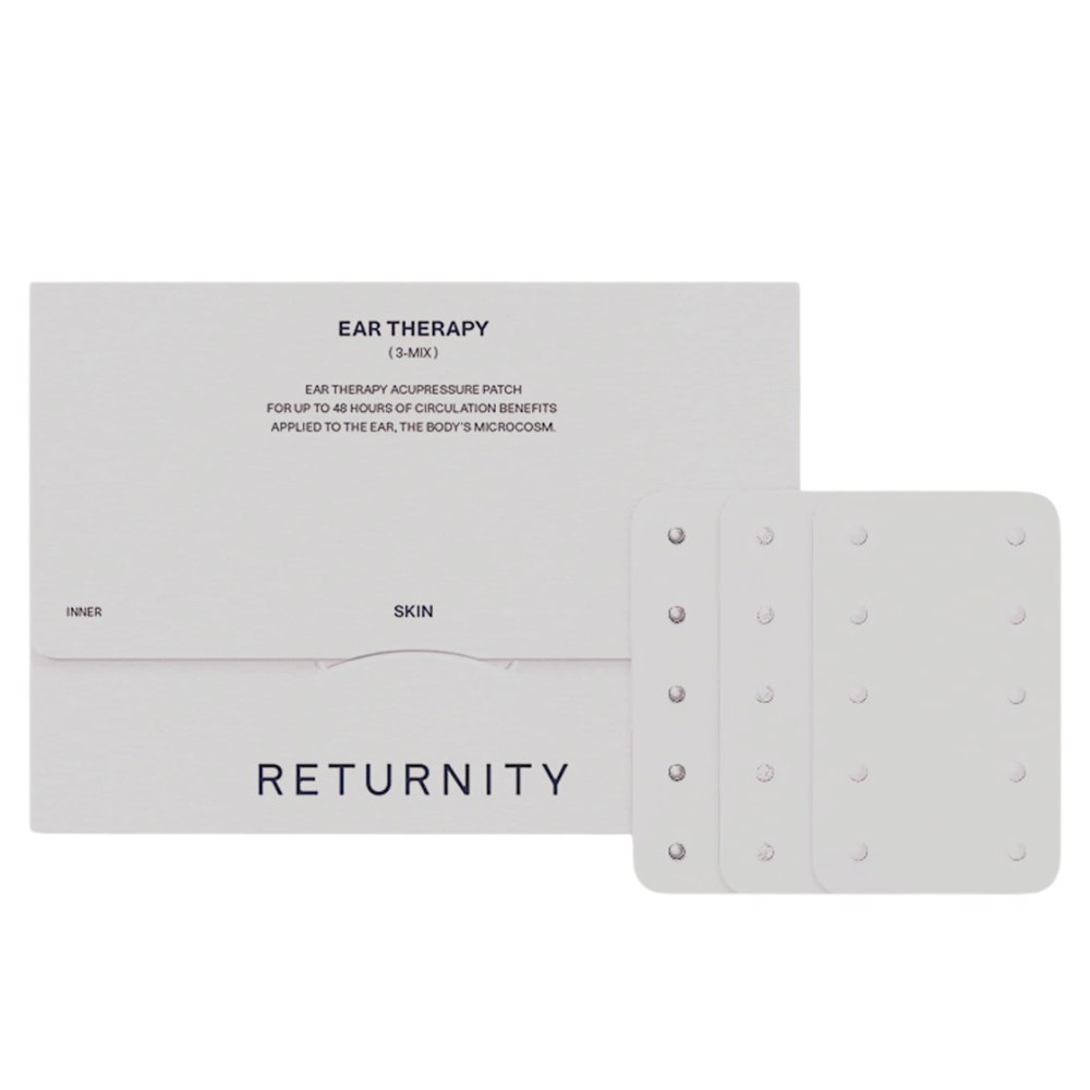 RETURNITY Ear Therapy Acupressure Patch 30pcs (3-Mix) met verpakking en drie verschillende soorten acupressuurpleisters. De set bevat meerdere varianten voor aangepaste ooracupressuur en dagelijks gebruik.