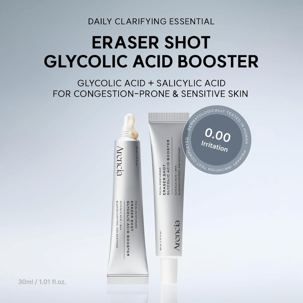 Arencia Eraser Shot Glycolic Acid Booster 30 ml – met glycolzuur en salicylzuur voor verstopte poriën en gevoelige huid
