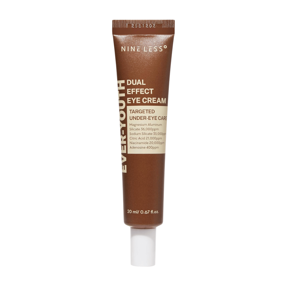 NINE LESS Ever-Youth Dual Effect Eye Cream 20 ml – productafbeelding van eye cream in bruine tube