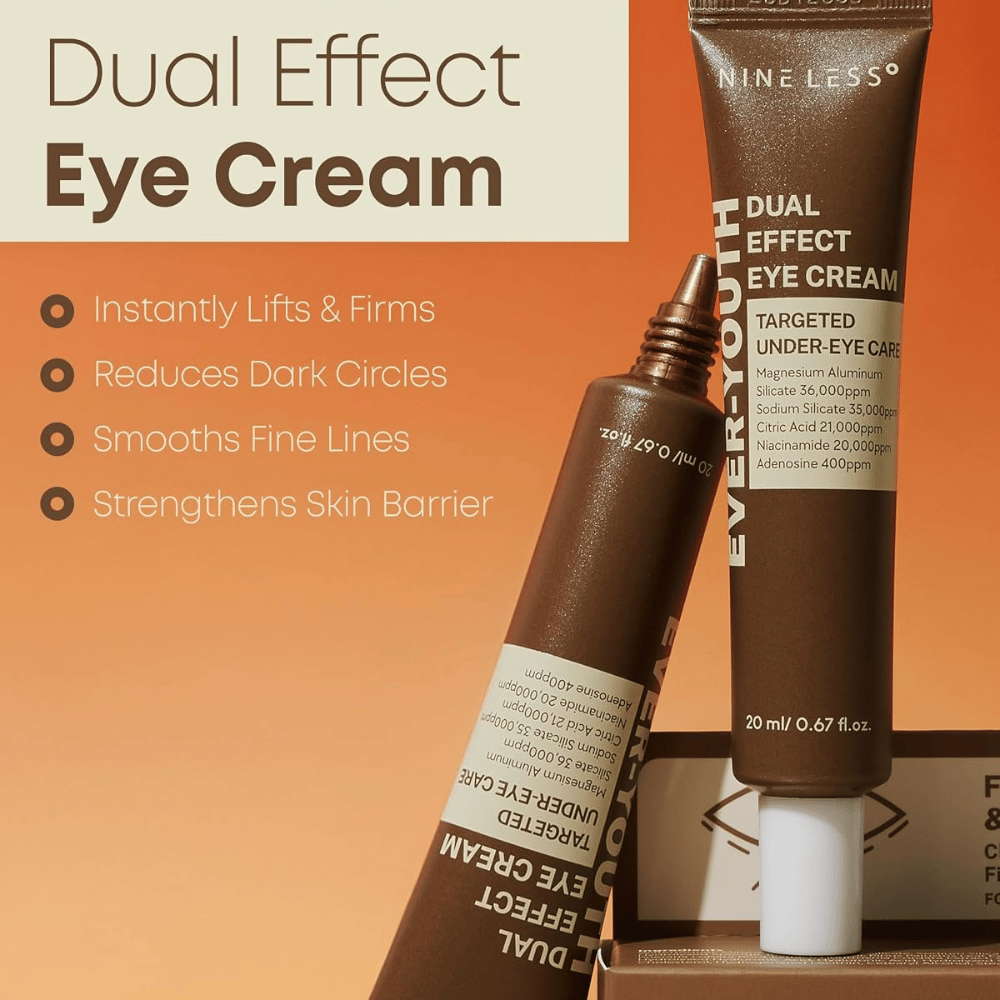 NINE LESS Ever-Youth Dual Effect Eye Cream – verstevigende eye cream voor donkere kringen, fijne lijntjes en de huidbarrière