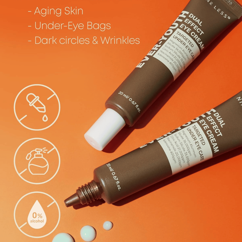 NINE LESS Ever-Youth Dual Effect Eye Cream – eye cream voor rijpe huid, donkere kringen, fijne lijntjes en wallen onder de ogen