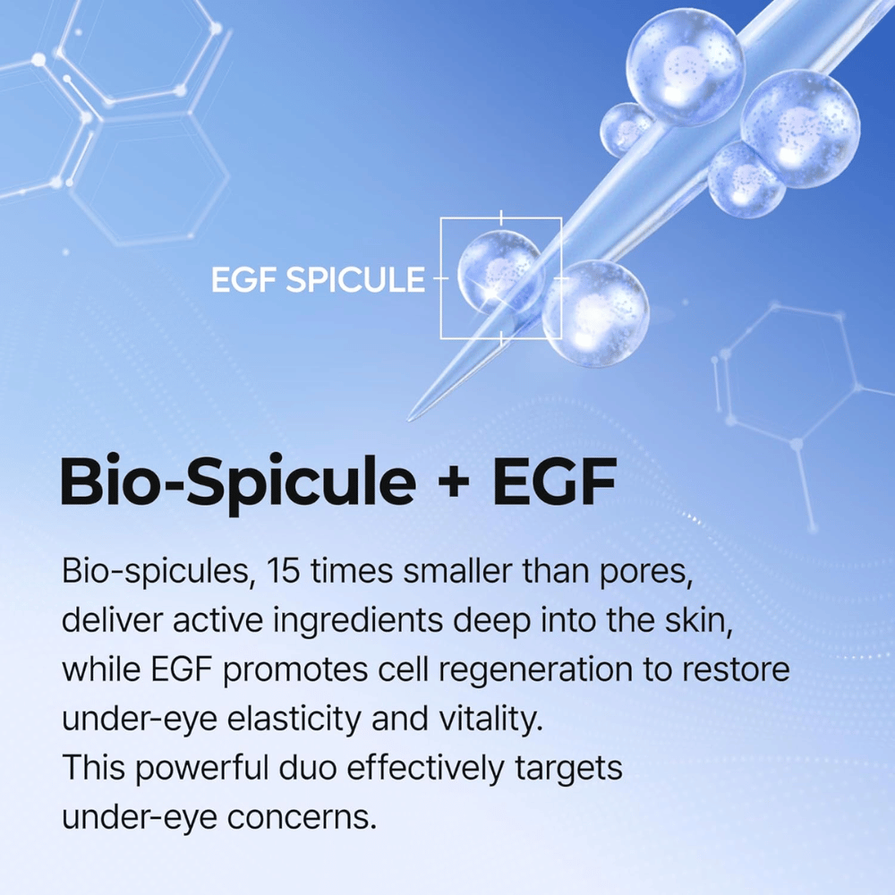 Eyephalt Eyebag Cream met EGF- en spicule-technologie die de celvernieuwing stimuleert en donkere kringen en verslapte huid onder de ogen vermindert