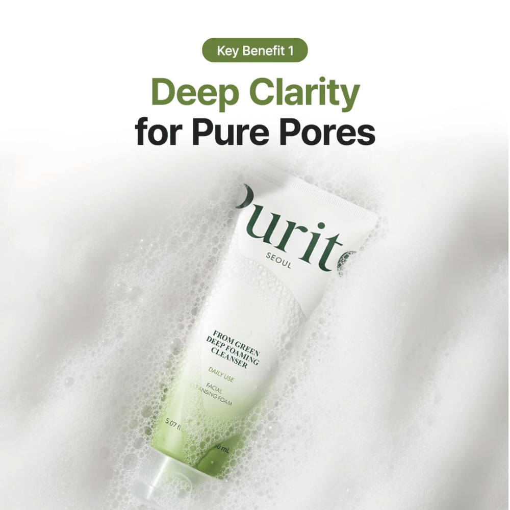 Purito Seoul From Green Deep Foaming Cleanser – diepreinigende gezichtsreiniger die helpt de poriën te reinigen