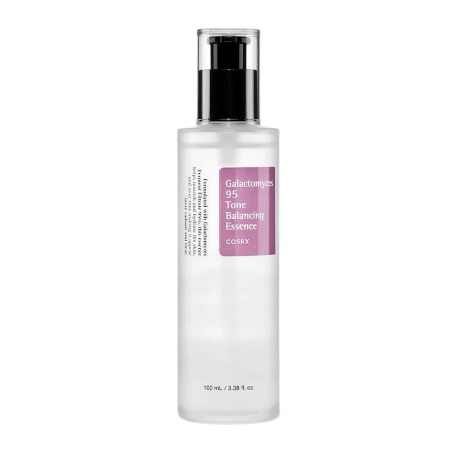 Produktbild på COSRX Galactomyces 95 Tone Balancing Essence 100 ml. Lätt essence som återfuktar, mjukgör och förbättrar hudens klarhet.