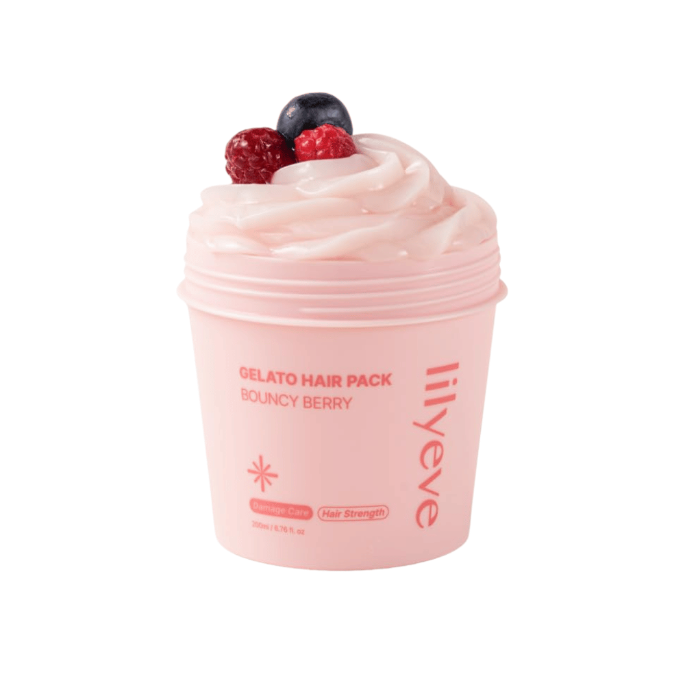 LILYEVE Gelato Hair Pack Bouncy Berry 200 ml – roze proteïnemasker voor beschadigd haar met focus op kracht en zachtheid.