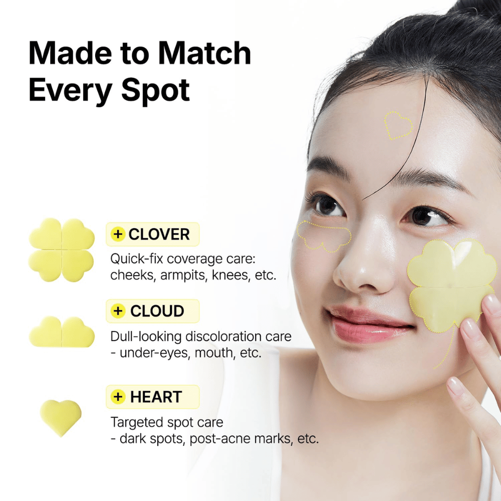 Ma:nyo Glutathione 7 Dark Spot Serum Patch met klaver-, wolk- en hartvormige patches voor gerichte behandeling van verschillende huidzones
