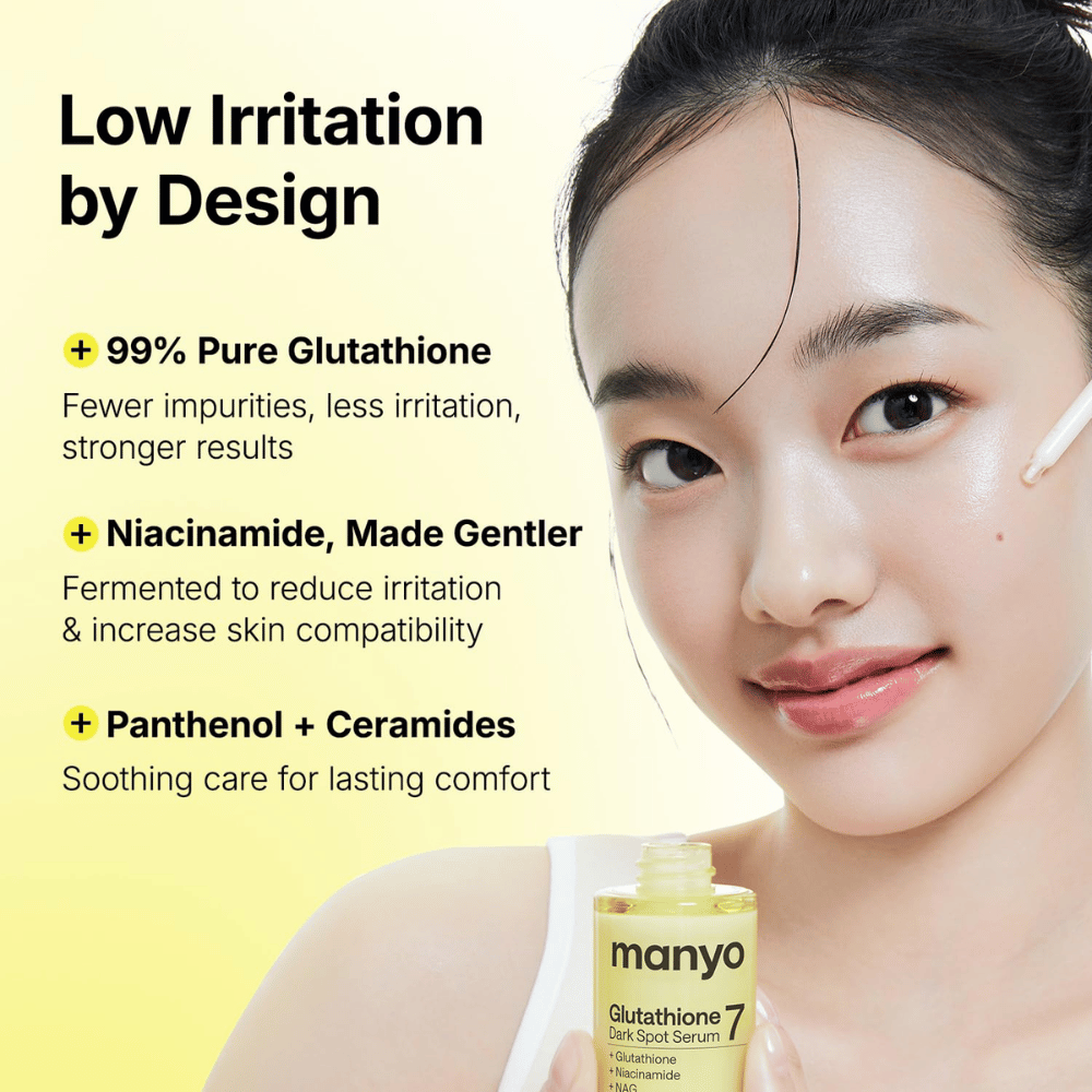 Ma:nyo Glutathione 7 Dark Spot Serum met 99% glutathion, niacinamide, panthenol en ceramiden voor milde huidverzorging