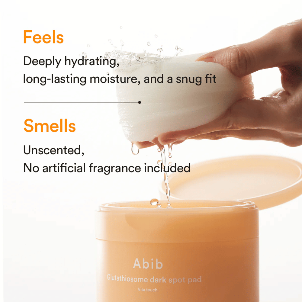 Hydraterende tonerpads van Abib met parfumvrije formule en glow-effect voor de gevoelige huid.