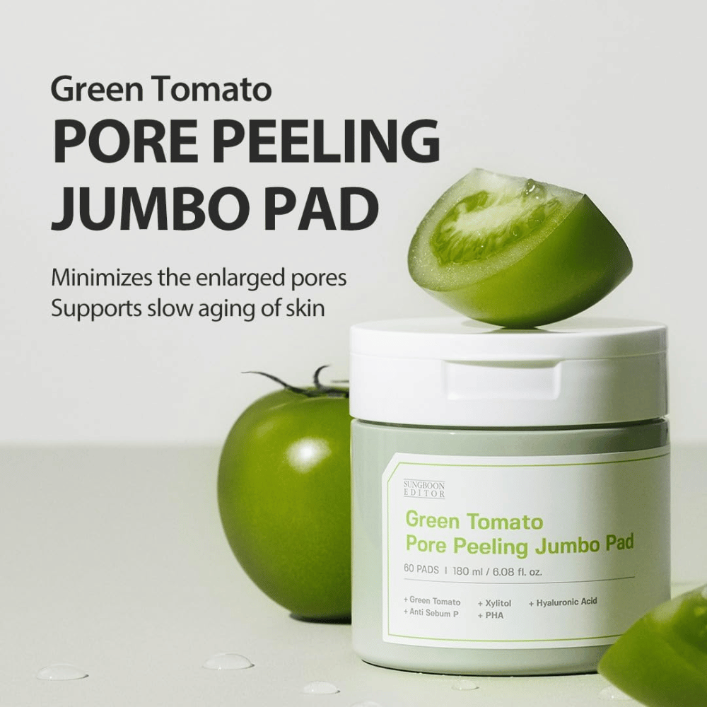 SUNGBOON EDITOR Green Tomato Pore Peeling Jumbo Pad – exfoliërende pads voor poriën en een egalere huidtextuur