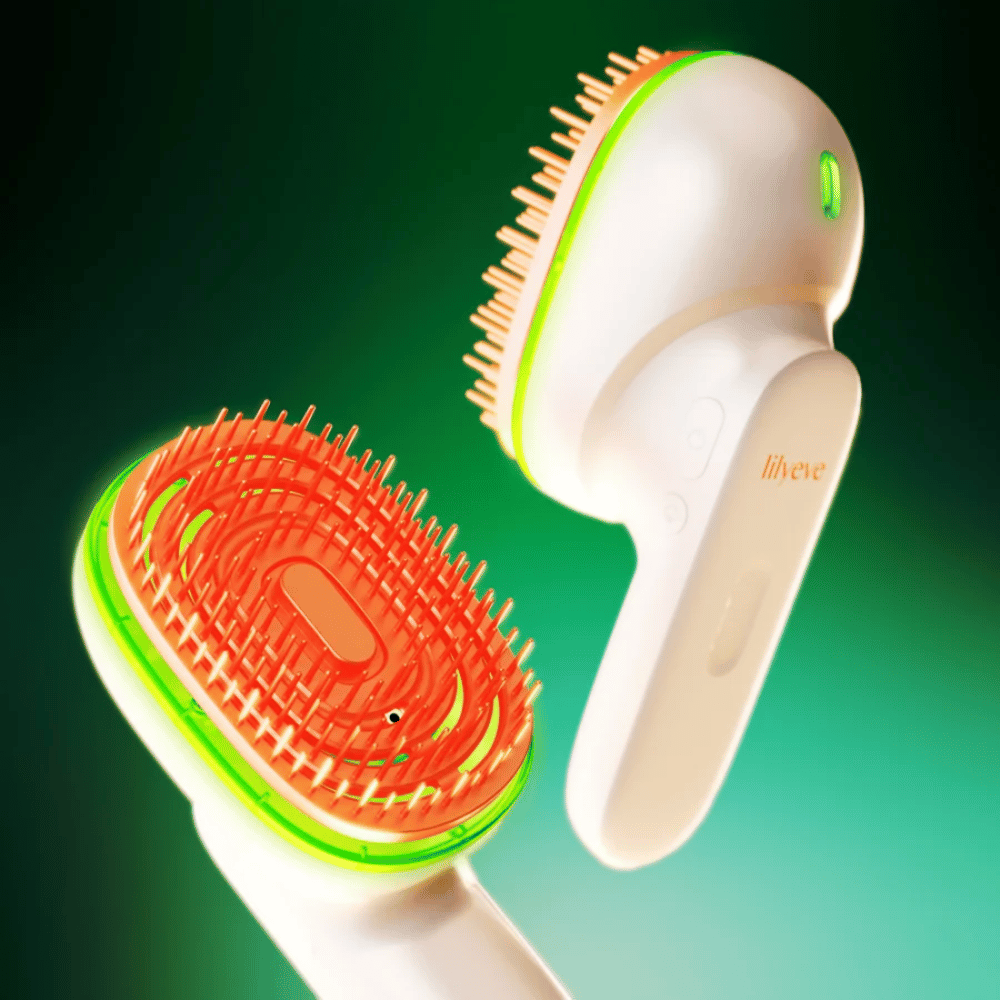 LILYEVE GrowTurn Brush Steam Booster – hoofdhuidborstel met groene led-lichtfunctie