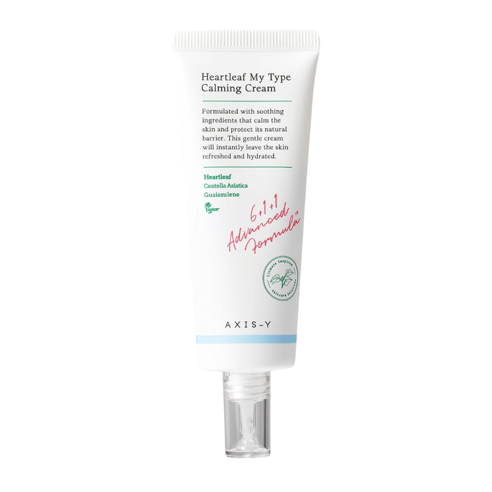 1. AXIS-Y Heartleaf My Type Calming Cream – productafbeelding van gezichtscrème in tube