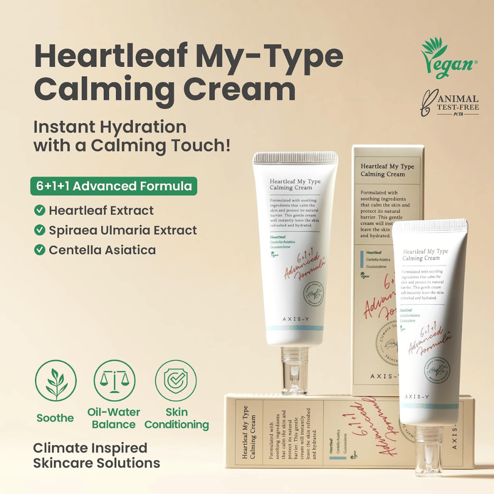AXIS-Y Heartleaf My Type Calming Cream – hydraterende en kalmerende gezichtscrème voor gevoelige huid