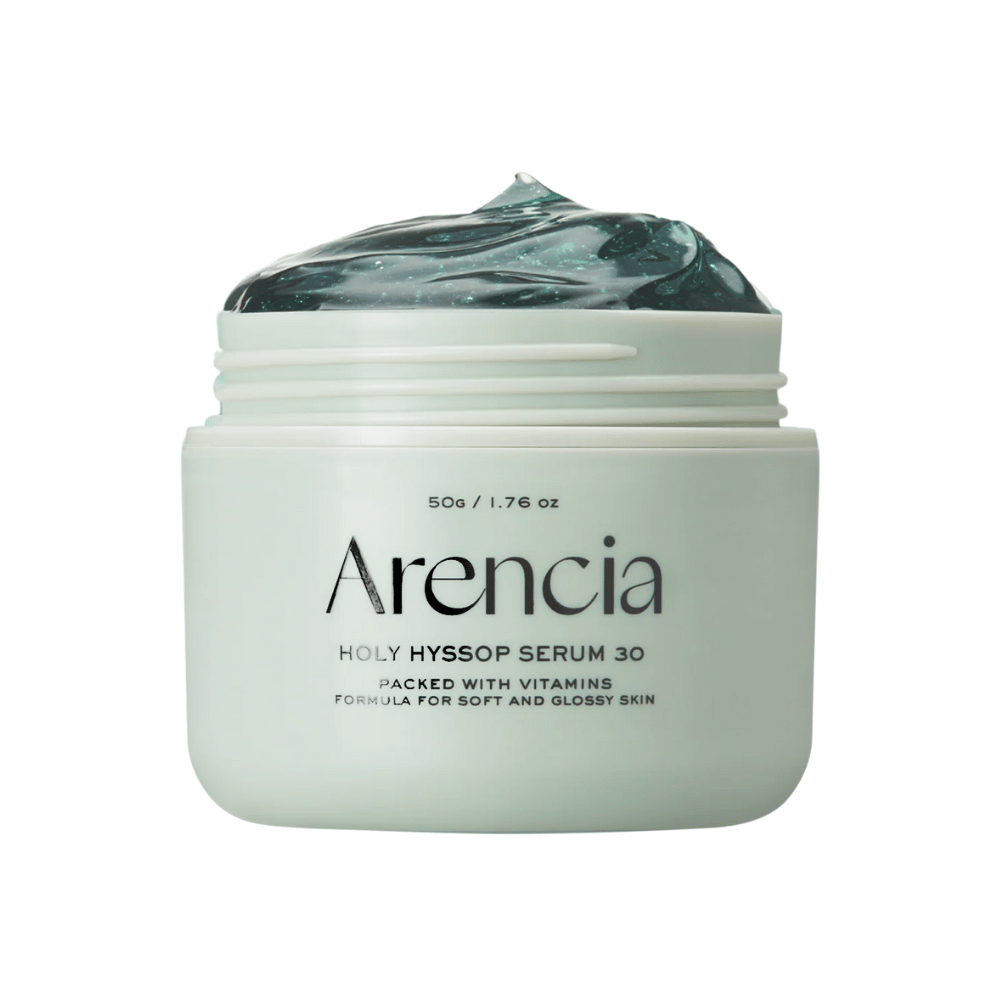 Arencia Holy Hyssop Serum 30 – krachtig vitamine serum met Frans hyssop-extract dat de huid verzacht en glans en veerkracht verbetert.
