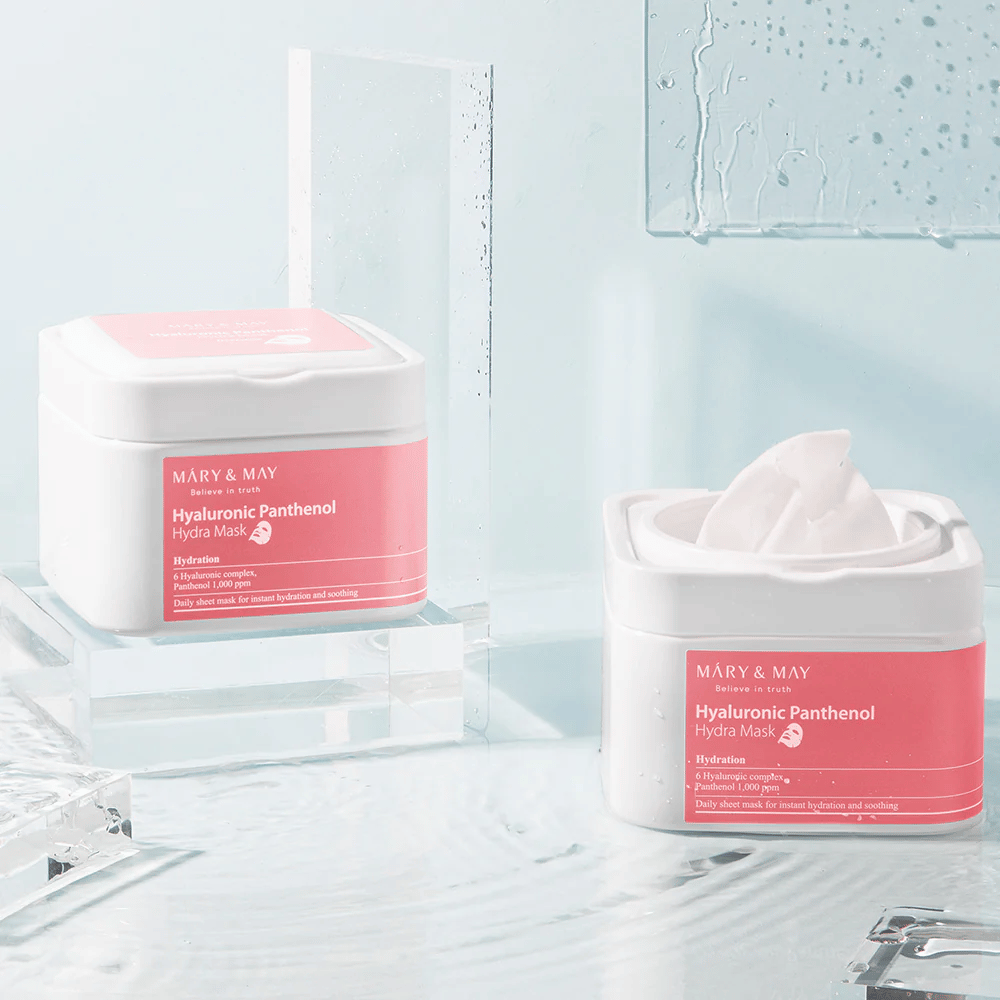 Mary & May Hyaluronic Panthenol Hydra Mask – intensief hydraterend gezichtsmasker met hyaluronzuur en panthenol voor droge en gevoelige huid