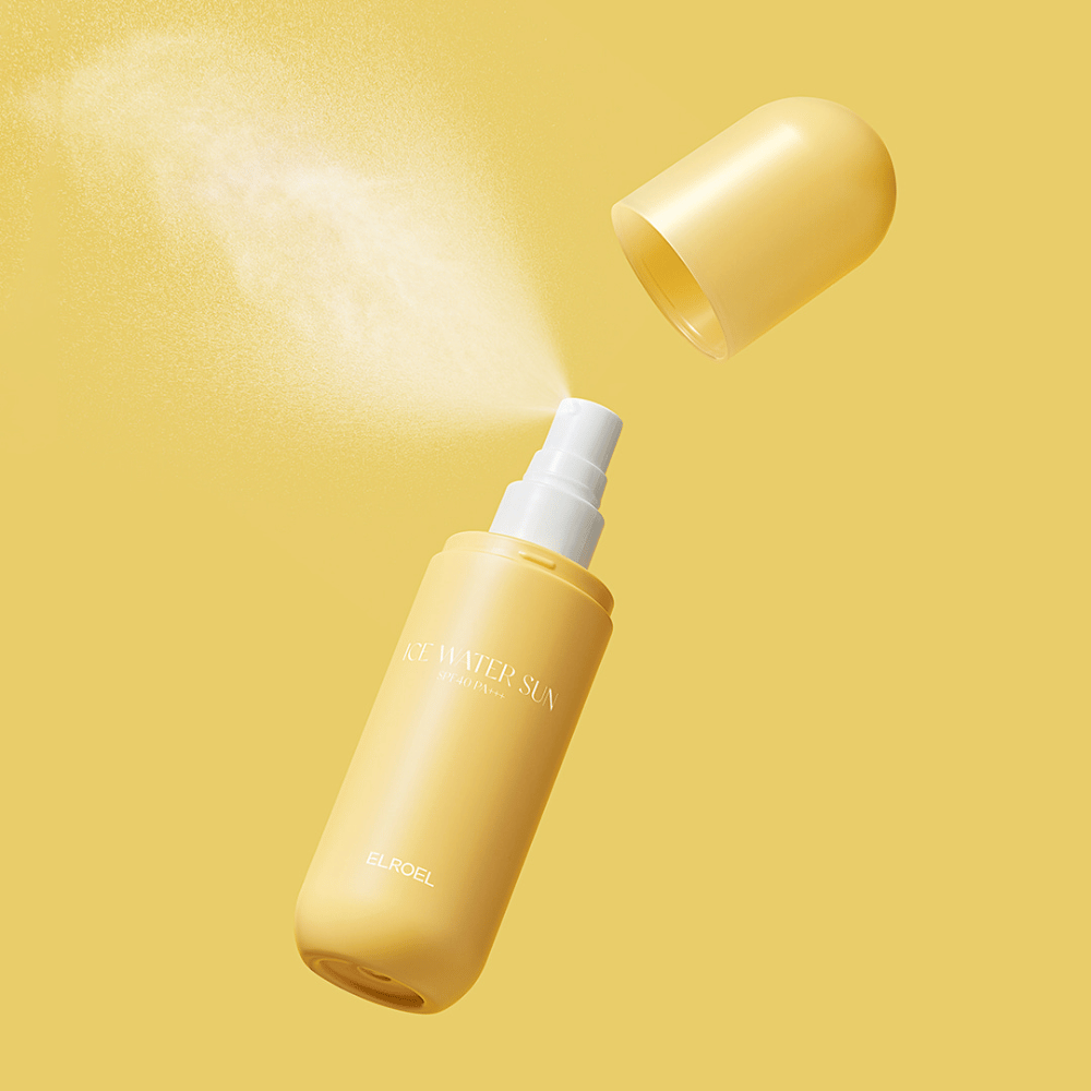 ELROEL Ice Water Sun Mist SPF 40 PA+++ sprayfles met afneembare dop en gelijkmatige spray die de huid beschermt tegen UV-stralen en een verkoelend effect geeft