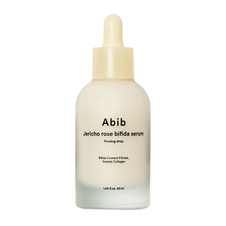 Vrijstaande zuivere productafbeelding van Abib Jericho Rose Bifida Serum Firming Drop op een lichte achtergrond.