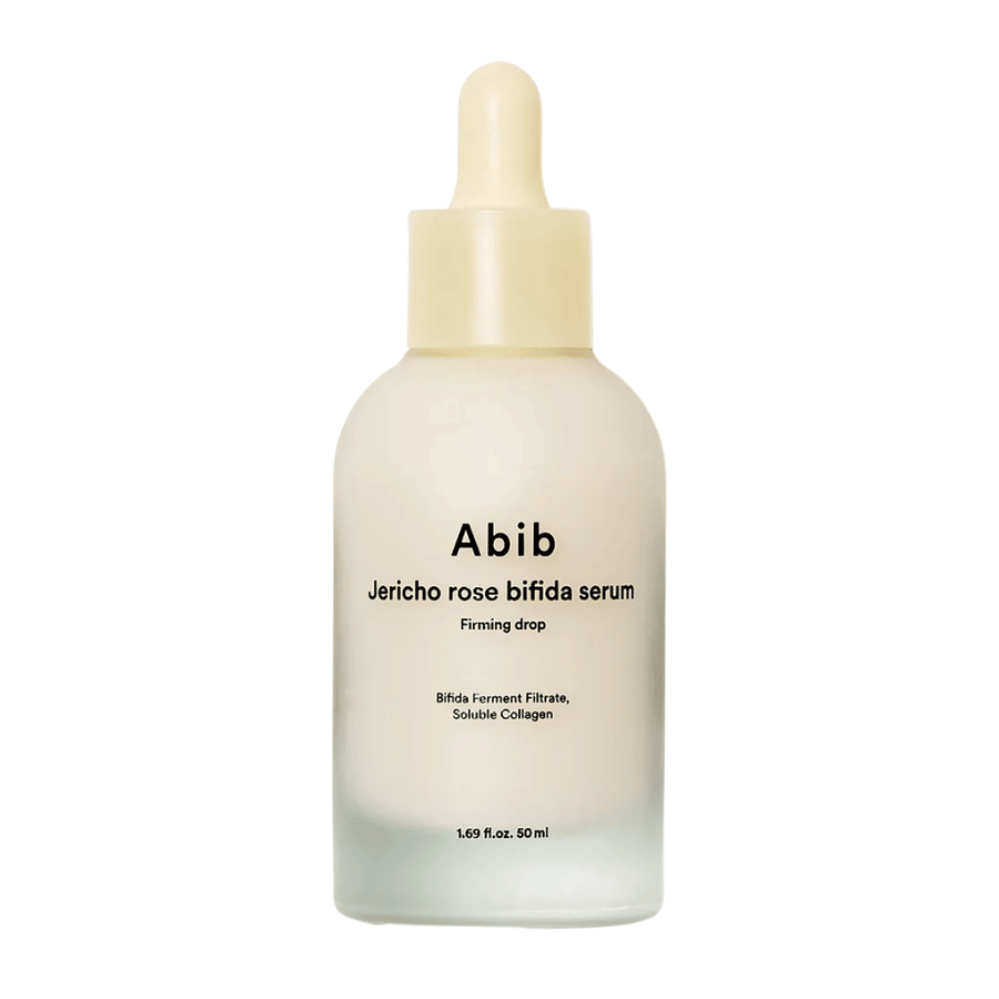Vrijstaande zuivere productafbeelding van Abib Jericho Rose Bifida Serum Firming Drop op een lichte achtergrond.