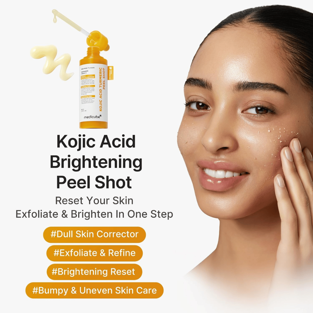 Medicube Kojic Acid Turmeric Peel Shot – Koreaanse peeling voor een doffe en ongelijkmatige huid die exfolieert en de huid meer glans geeft.