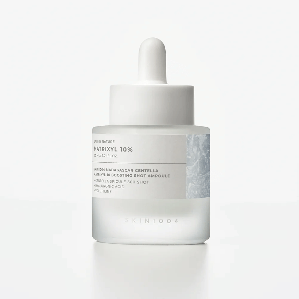 SKIN1004 Madagascar Centella Matrixyl 10 Boosting Shot Ampoule in originele verpakking – gezichtsserum met Matrixyl 10%, hyaluronzuur en centella voor vollere en gladde huid.