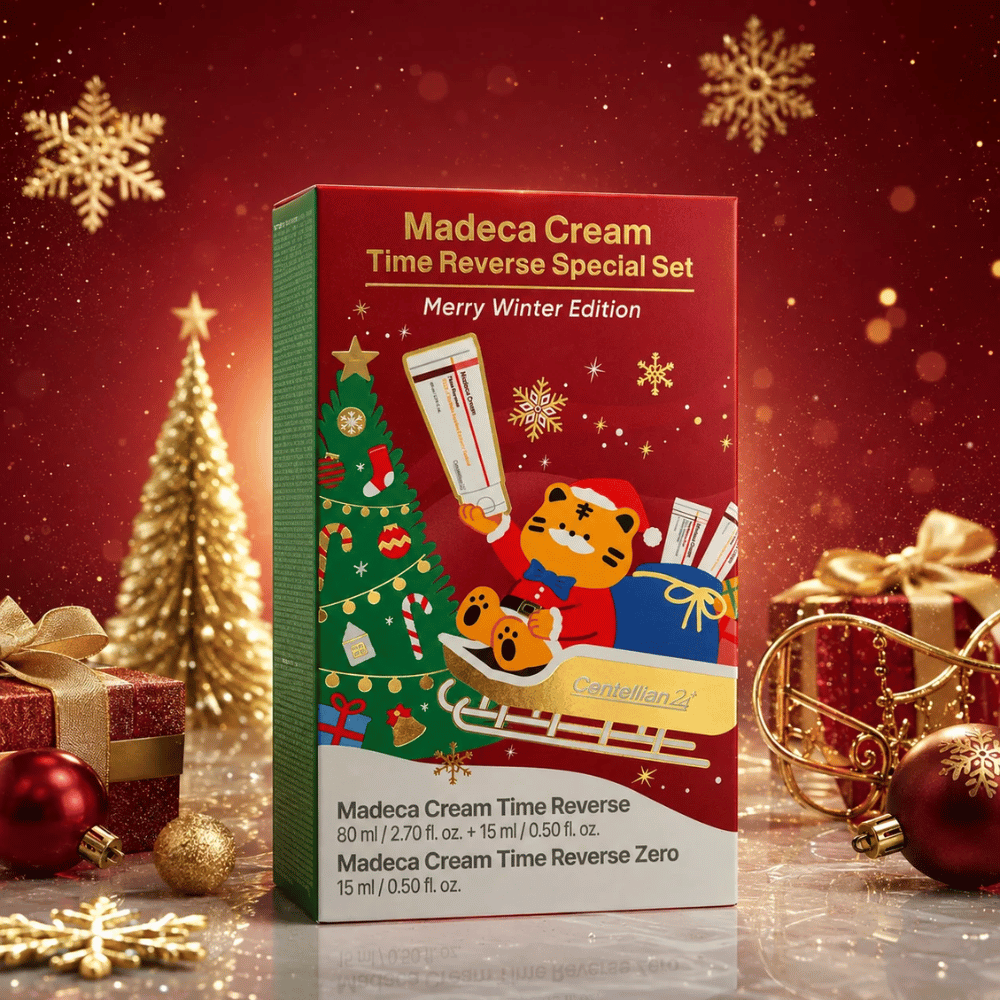 3. Centellian24 Madeca Cream Time Reverse Special Set Merry Winter Edition – kerstverpakking met kerstboom, kerstcadeaus en gouden details