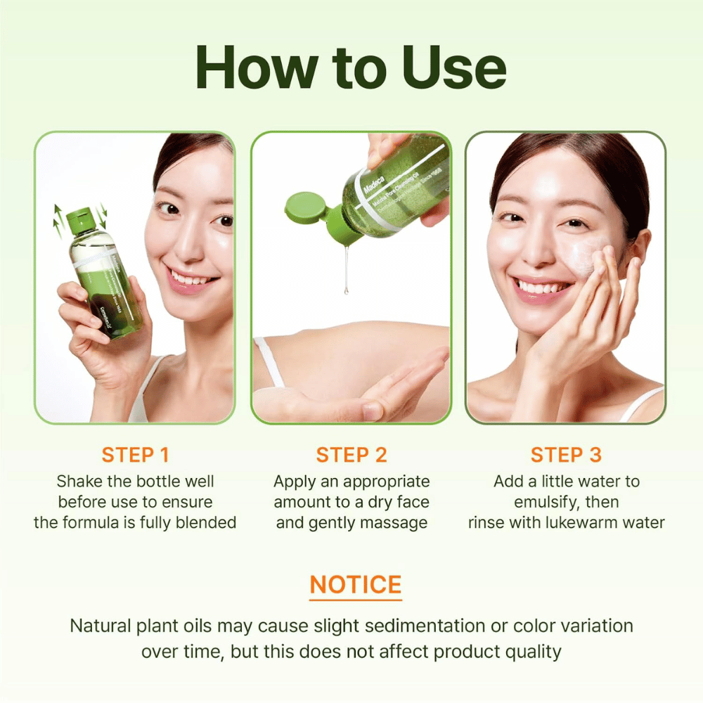 Centellian24 Madeca Matcha Pore Cleansing Oil gebruiksgids voor het reinigen van de huid