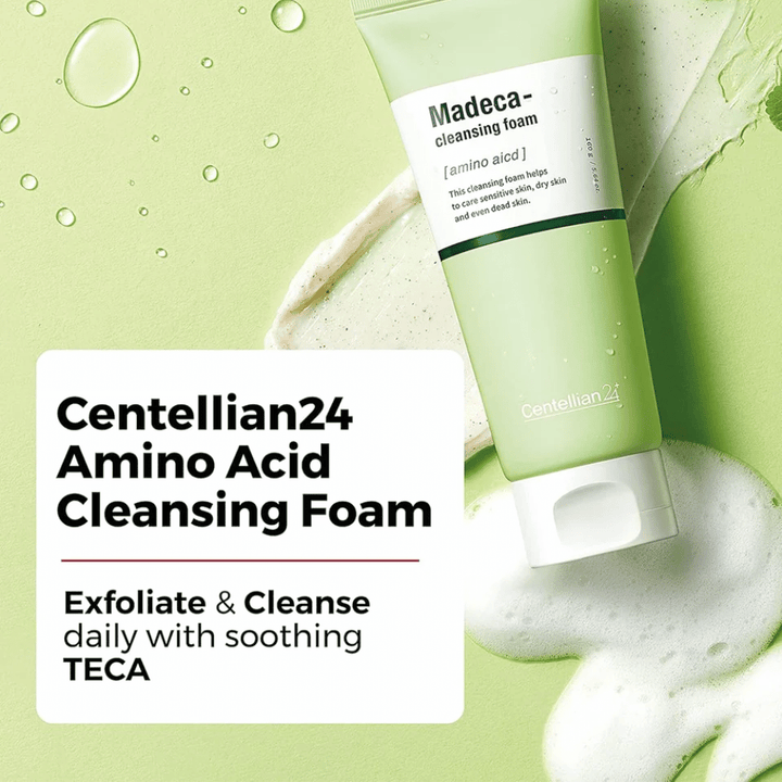 Centellian24 Madeca Amino Acid Cleansing Foam productafbeelding – Koreaanse reinigingsschuim met TECA en aminozuren die mild exfoliëren, de huid effectief reinigen en helpen hydrateren.
