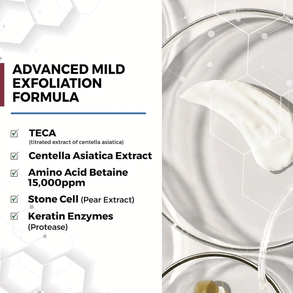 Centellian24 Madeca Amino Acid Cleansing Foam ingrediënten – milde exfoliërende formule met TECA, Centella Asiatica-extract, aminozuren en keratine-enzymen die helpen de huid zacht te reinigen en dode huidcellen te verwijderen.