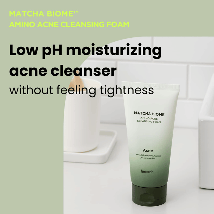 Heimish Matcha Biome Amino Acne Cleansing Foam – hydraterende acne-reiniger zonder uitdrogend gevoel, perfect voor dagelijks gebruik