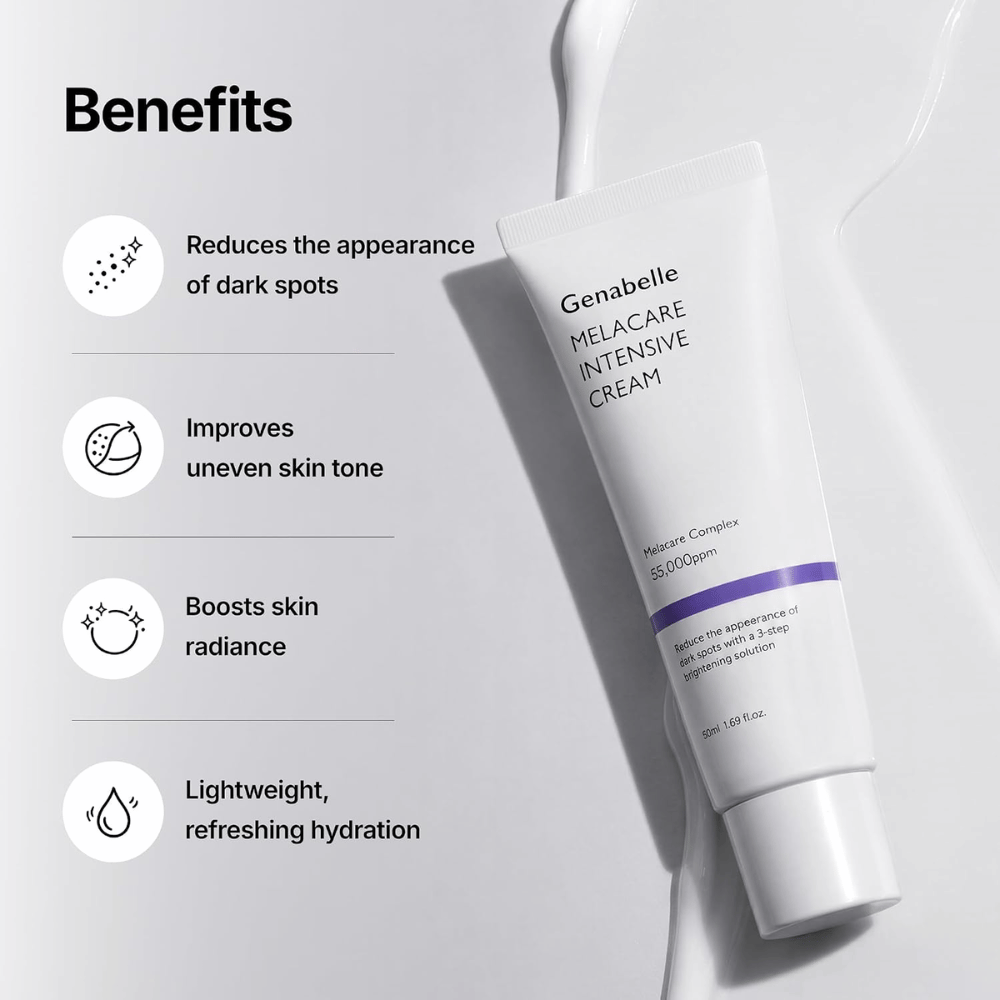 2. Genabelle Melacare Intensive Cream – hydraterende gezichtscrème die zichtbare donkere vlekken en een ongelijkmatige huidskleur tegengaat en glans geeft