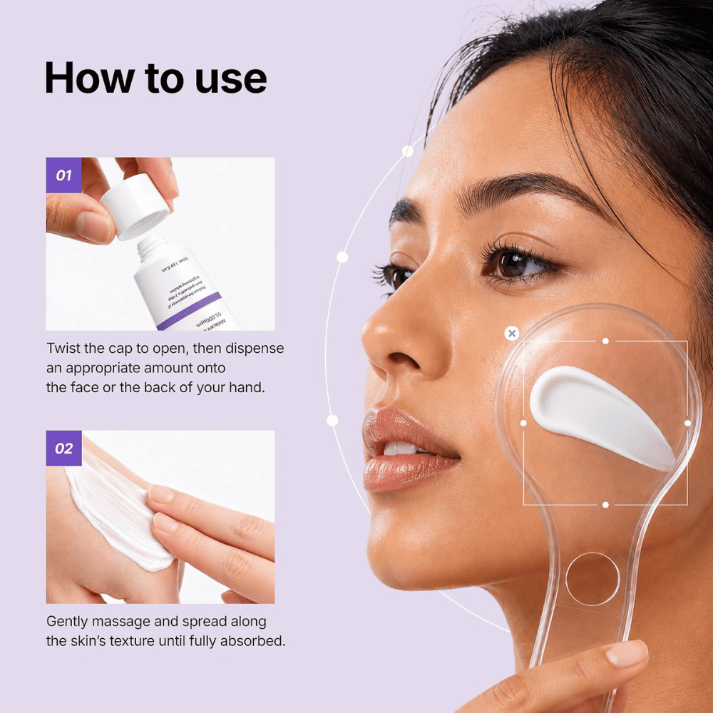 1. Genabelle Melacare Intensive Cream – aanbrengen van gezichtscrème voor een egalere huidskleur en verminderde zichtbaarheid van pigmentvlekken