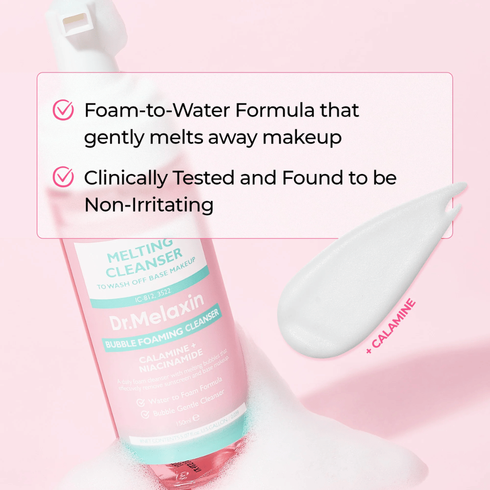 Foam-to-water-formule in Dr. Melaxin Melting Cleanser die make-up en onzuiverheden effectief verwijdert