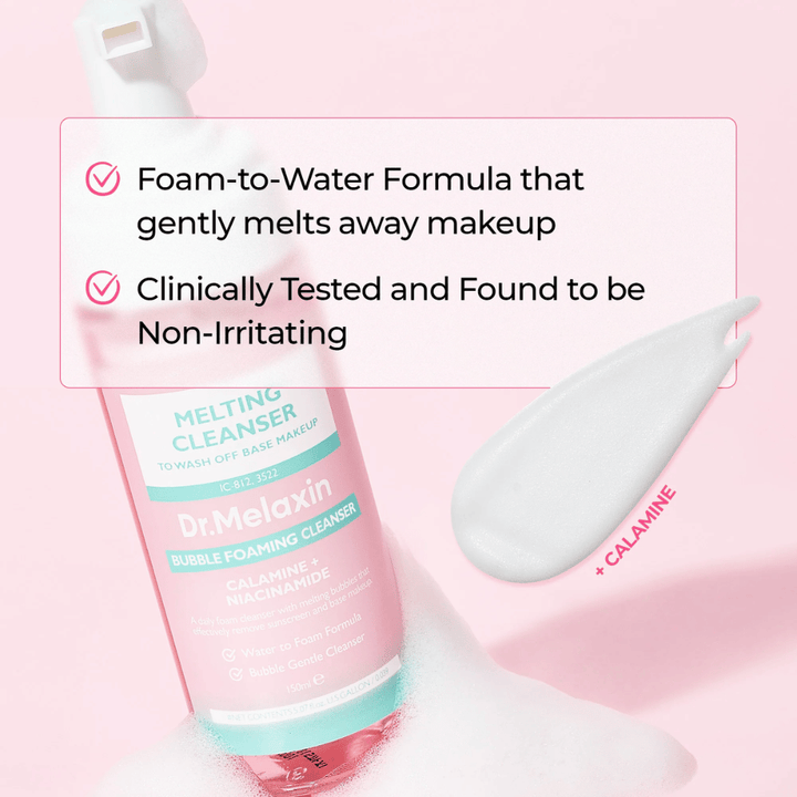 Foam-to-water-formule in Dr. Melaxin Melting Cleanser die make-up en onzuiverheden effectief verwijdert