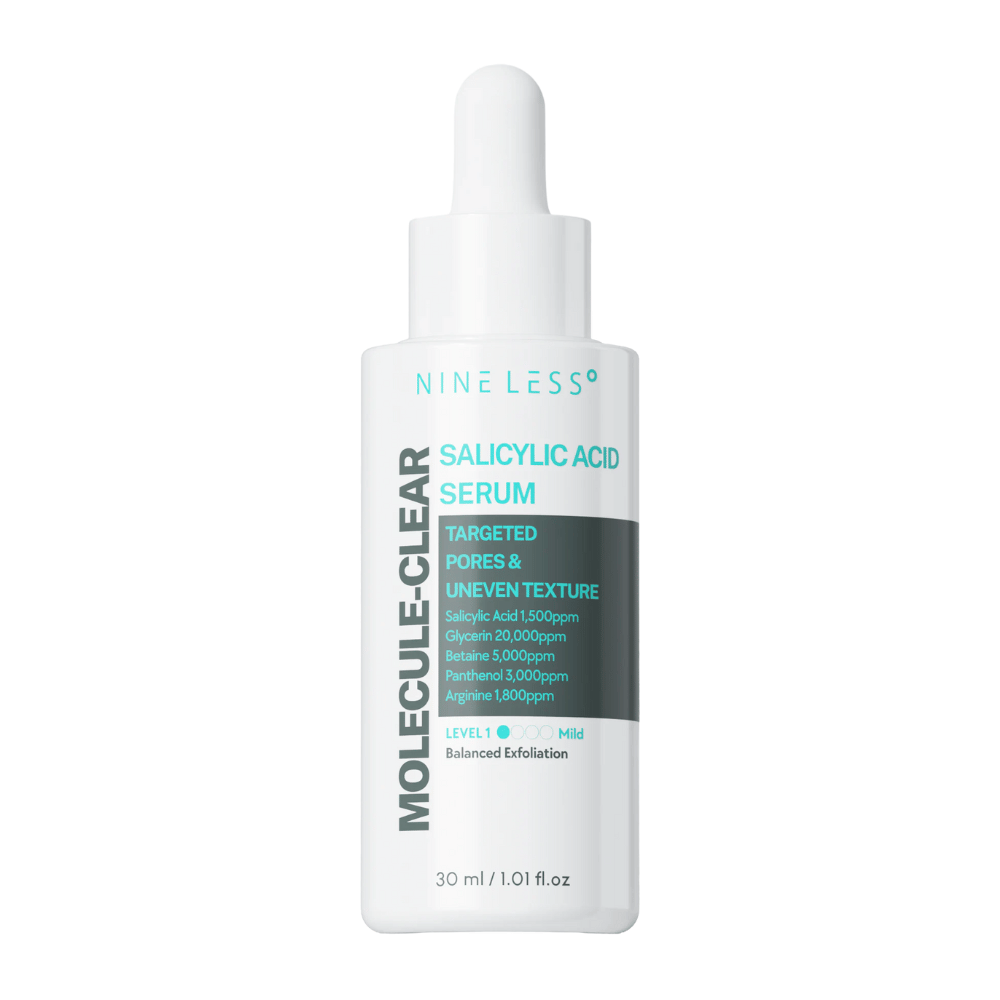 Nineless Molecule-Clear Salicylic Acid Serum 30 ml – exfoliërend serum met BHA, glycerine, betaine en panthenol om poriën te verminderen, huidstructuur te egaliseren en hydratatie te bieden.