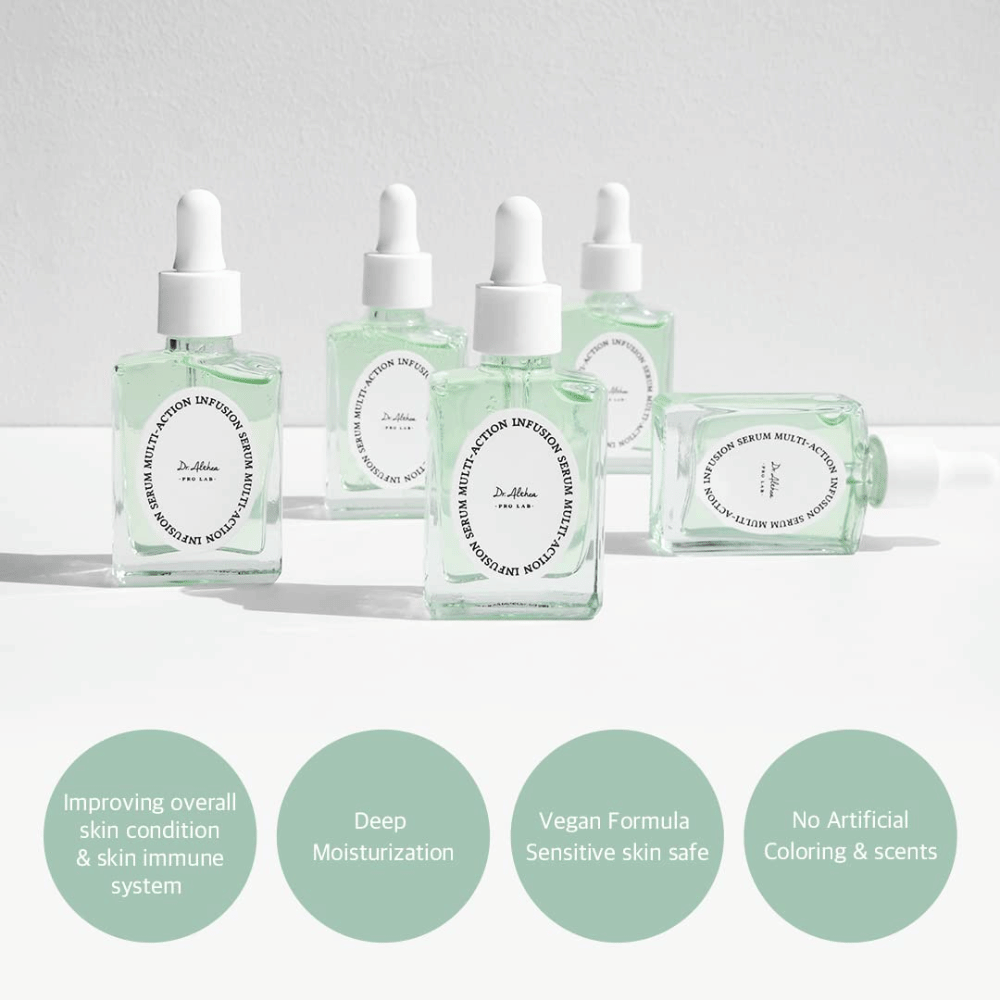 Dr. Althea Multi Action Infusion Serum dat de huidbarrière versterkt, diepe hydratatie biedt, geschikt is voor de gevoelige huid en natuurlijke glans geeft.