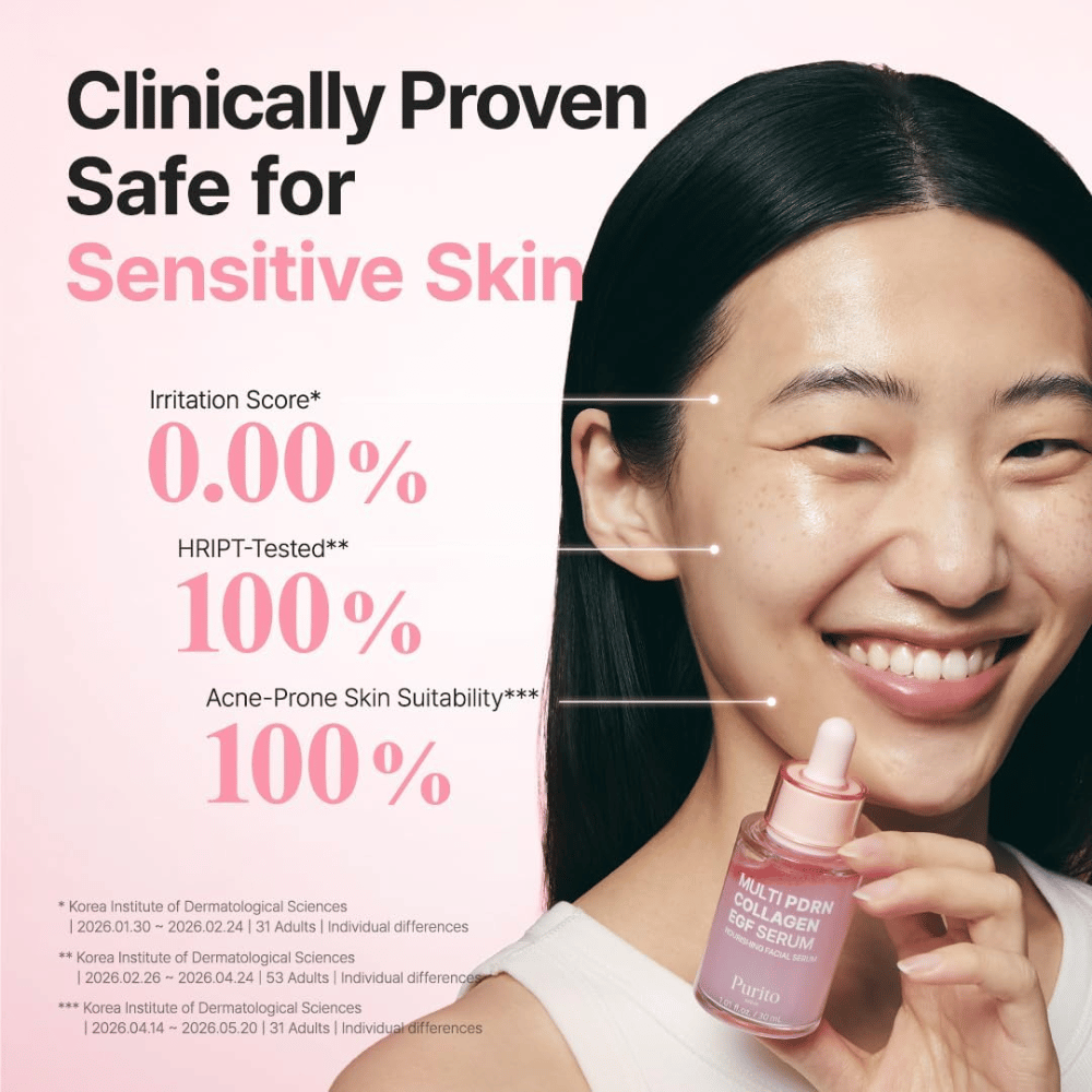 Purito Multi PDRN Collagen EGF Serum – klinisch getest serum dat geschikt is voor gevoelige en acnegevoelige huid.