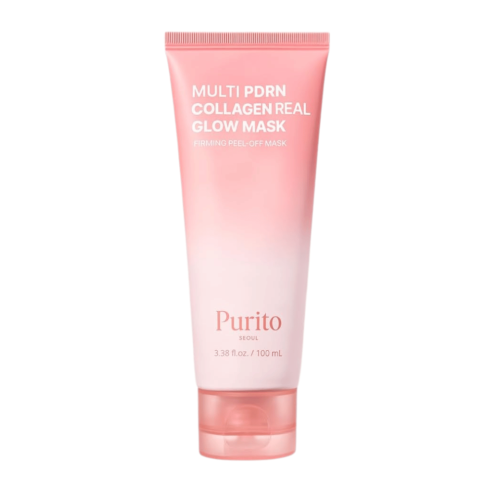 Purito SEOUL Multi PDRN Collagen Real Glow Mask 100 ml – productafbeelding van roze peel-off-masker in tube