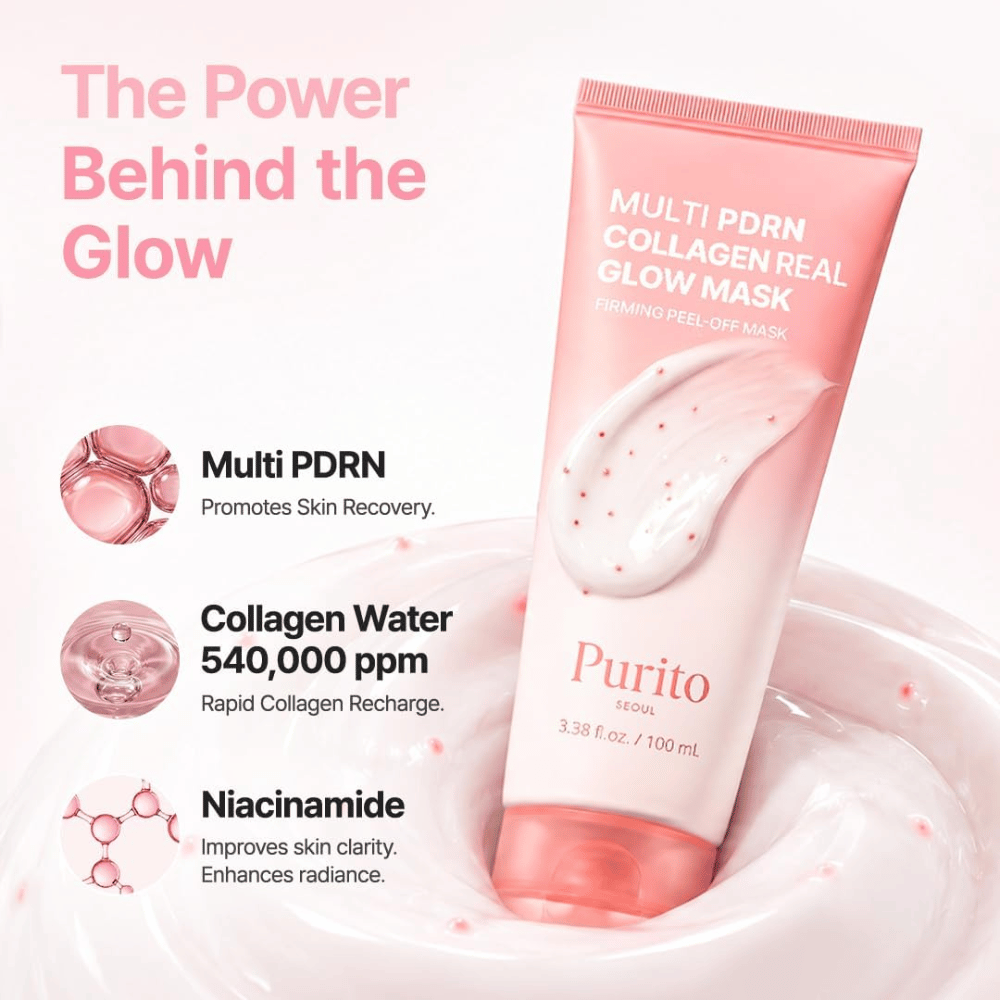 Purito SEOUL Multi PDRN Collagen Real Glow Mask – peel-off-masker met PDRN, collageenwater en niacinamide voor glow
