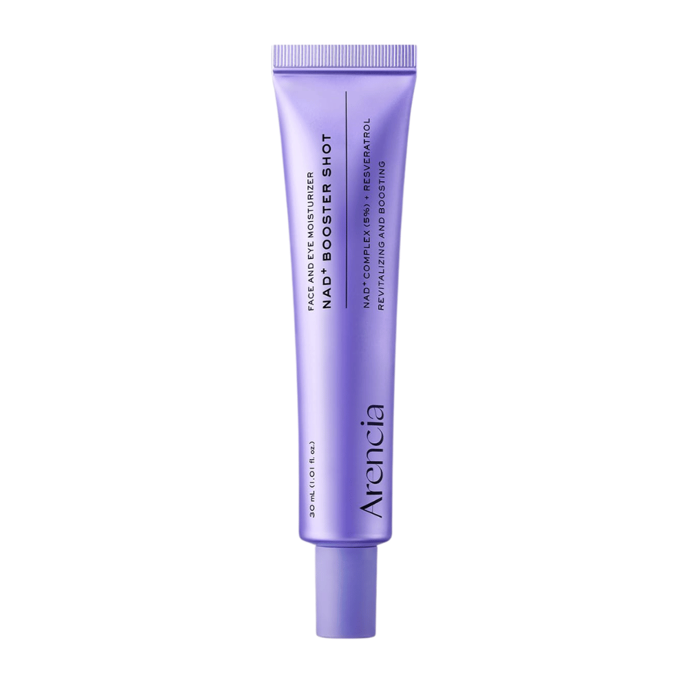 Arencia NAD+ Booster Shot 30 ml – Koreaanse gezichtscrème met NAD+ Complex en resveratrol voor stevigheid, hydratatie en glans.