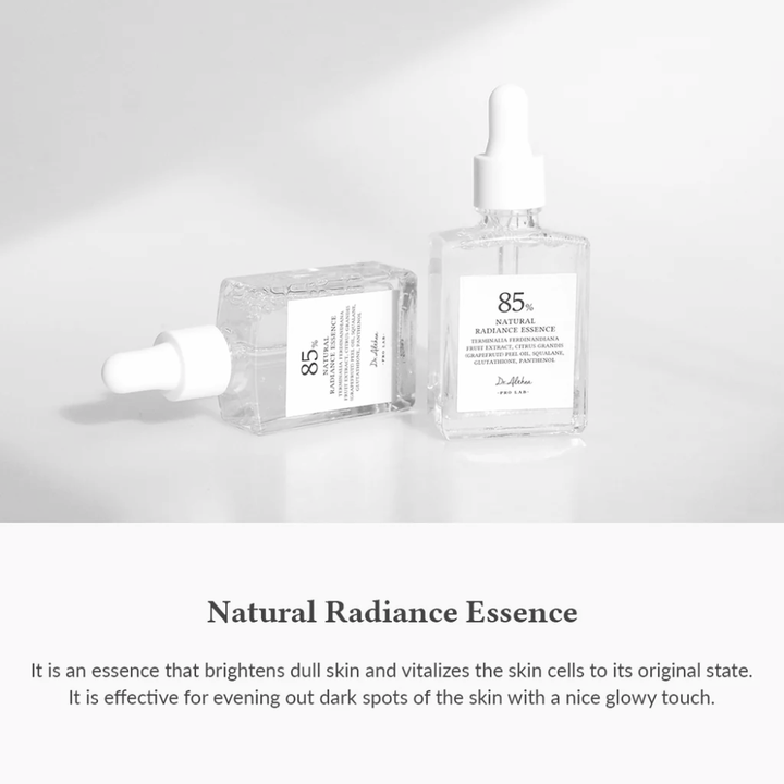 Dr. Althea Natural Radiance Essence die hydrateert, glans geeft en de huidtint egaliseert voor een frisse en stralende huid.