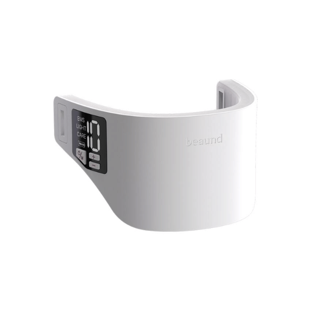 Productafbeelding van Beaund Neckcera zonder band. Het ergonomisch gevormde halsapparaat is ontworpen om tijdens de behandeling comfortabel rond de halszone te zitten.