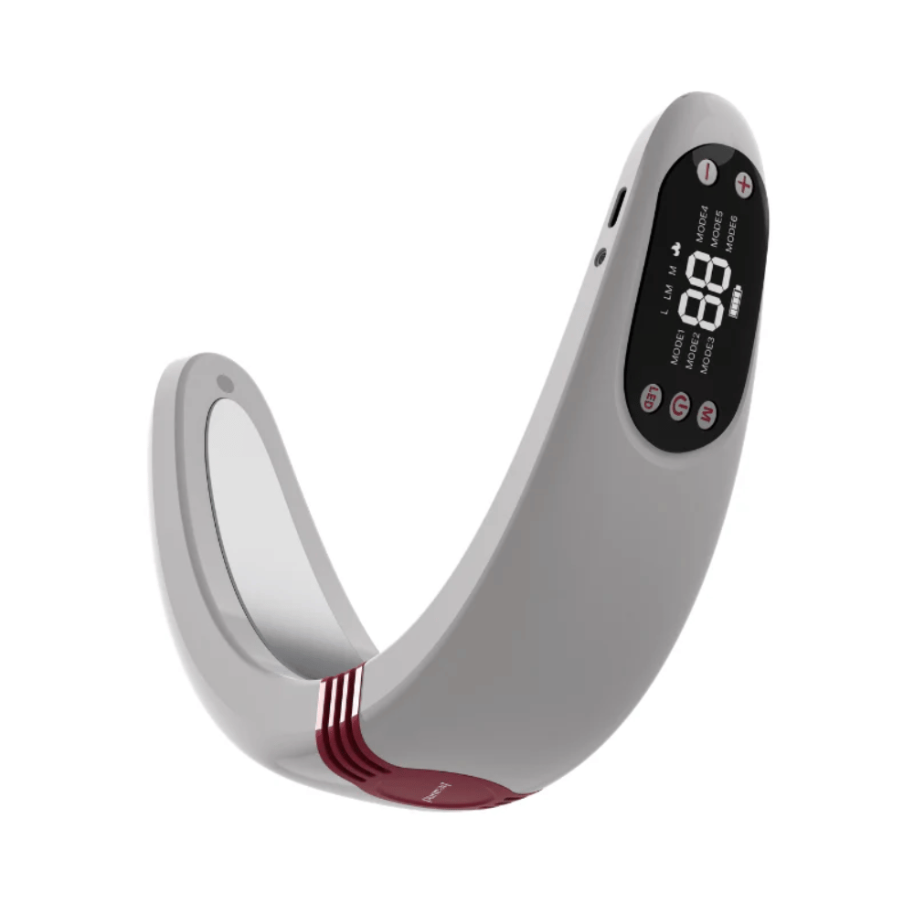 Schuine afbeelding van Beaund Nmode Pro die de ergonomische U-vormige constructie toont. Het ontwerp is ontwikkeld om nauw contact met het behandelingsgebied te bieden.