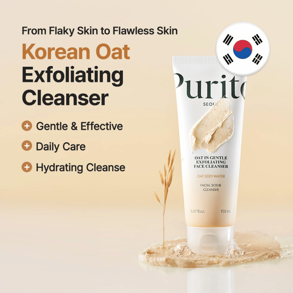 Purito Oat In Gentle Exfoliating Face Cleanser 150 ml – Koreaanse gezichtsreiniger met haverdeeltjes voor dagelijkse milde peeling