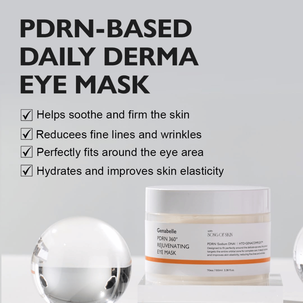 Genabelle PDRN 360° Rejuvenating Eye Mask met PDRN die hydrateert, de huid kalmeert en helpt fijne lijntjes en rimpels te verminderen.