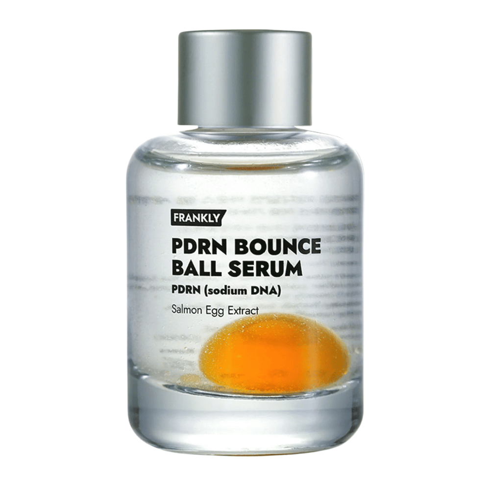 FRANKLY PDRN Bounce Ball Serum – Koreaans gezichtserum met PDRN en zalmkaviaarextract dat de huidbarrière versterkt en elasticiteit geeft.