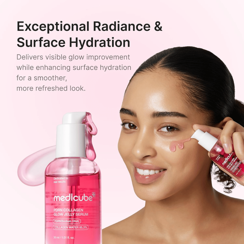 Medicube PDRN Collagen Glow Jelly Serum die de huid intens hydrateert en een natuurlijke glow geeft