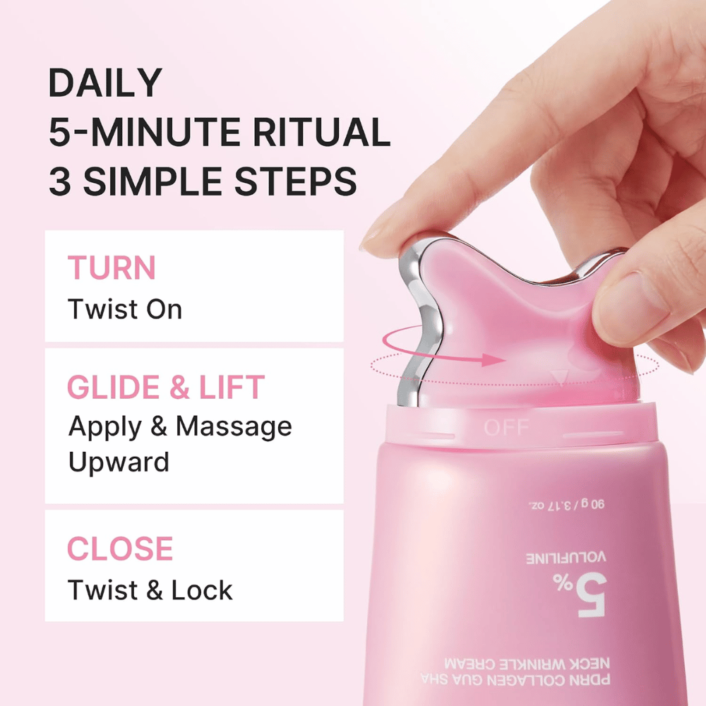 1. Medicube PDRN Collagen Gua Sha Neck Wrinkle Cream – aanbrengen en masseren in drie eenvoudige stappen