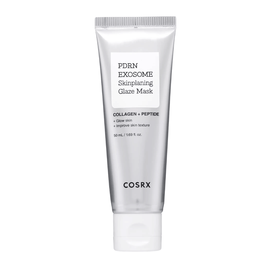 COSRX PDRN EXOSOME Skinplaning Glaze Mask – gezichtsmasker met PDRN en peptiden die hydrateren, de huidtextuur egaliseren en een glow geven.