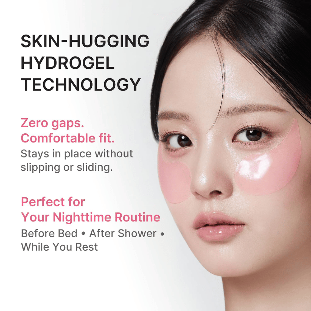 2. Medicube PDRN Pink Caffeine Collagen Eye Patch – roze hydrogel eye patches die comfortabel onder de ogen zitten