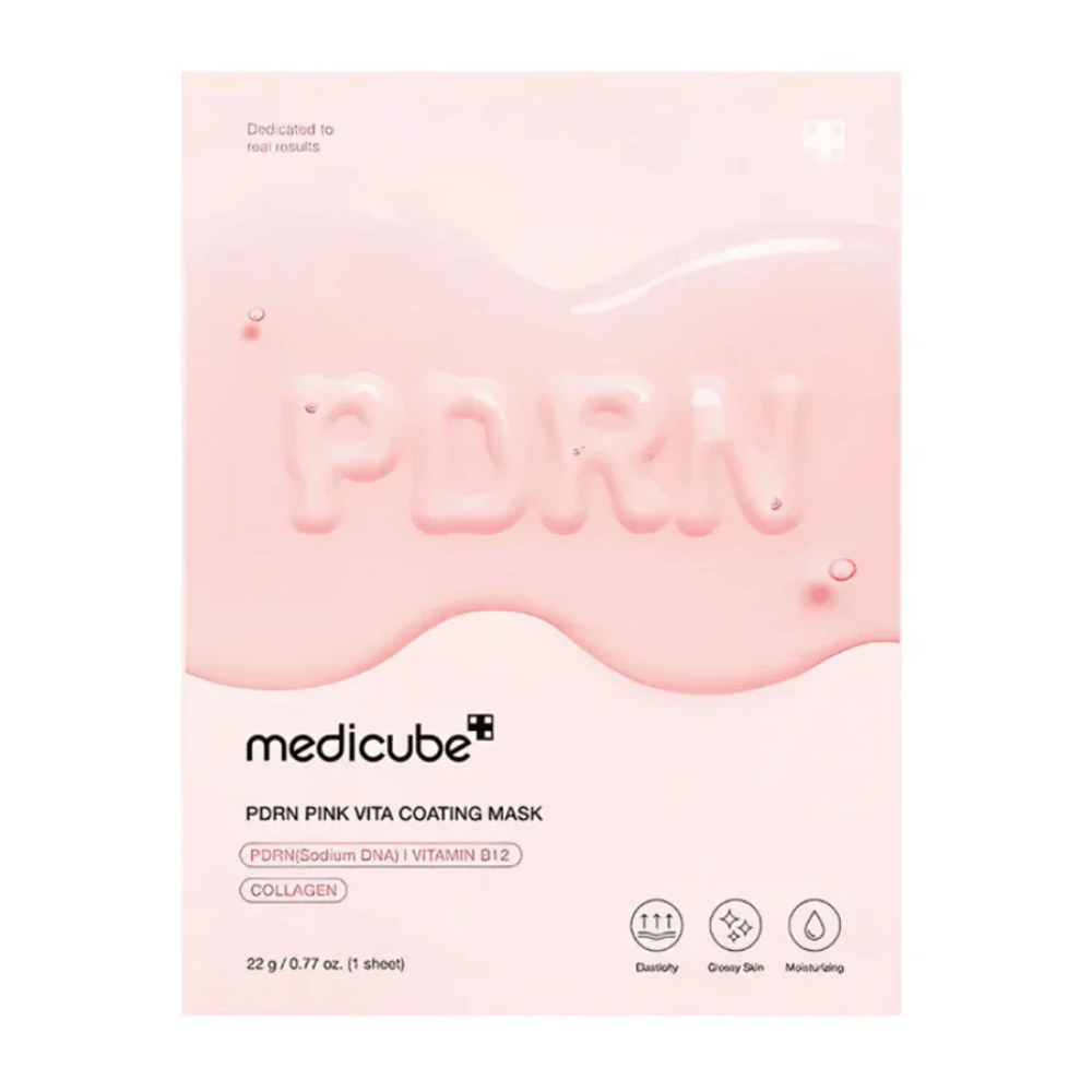  Eenvoudige productafbeelding van Medicube PDRN Pink Vita Coating Mask in roze verpakking.